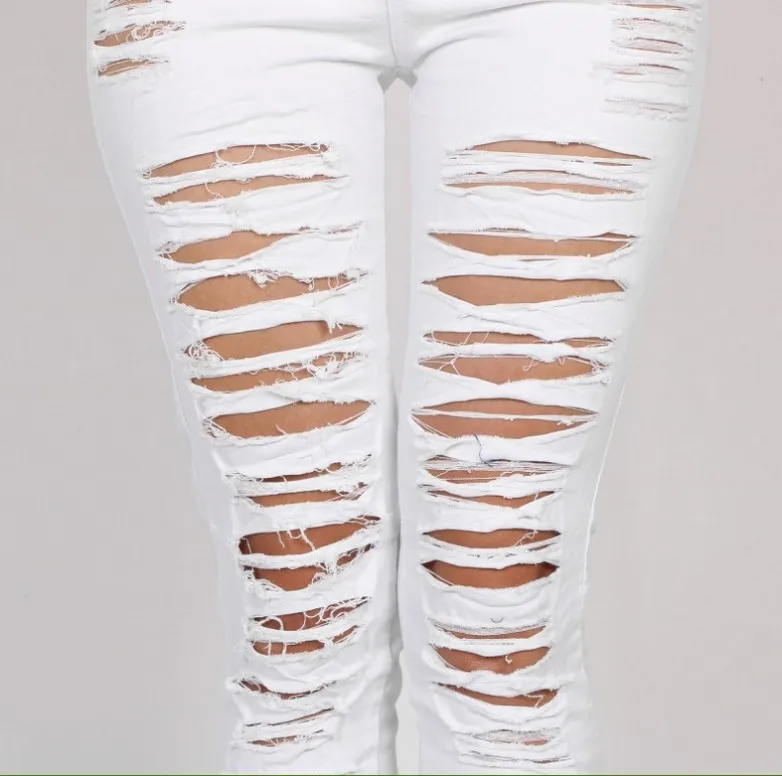 Women Jeans 2023 Fashion Stretch Ripped Jeans Pants Women Solid Color Plus Size Skinny Denim Jeans