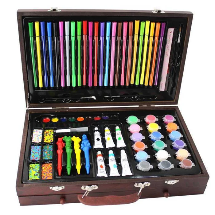 142 Pieces of Wooden Box Children's Drawing Tool Set Oil Pastel Crayon –  AOOKMIYA