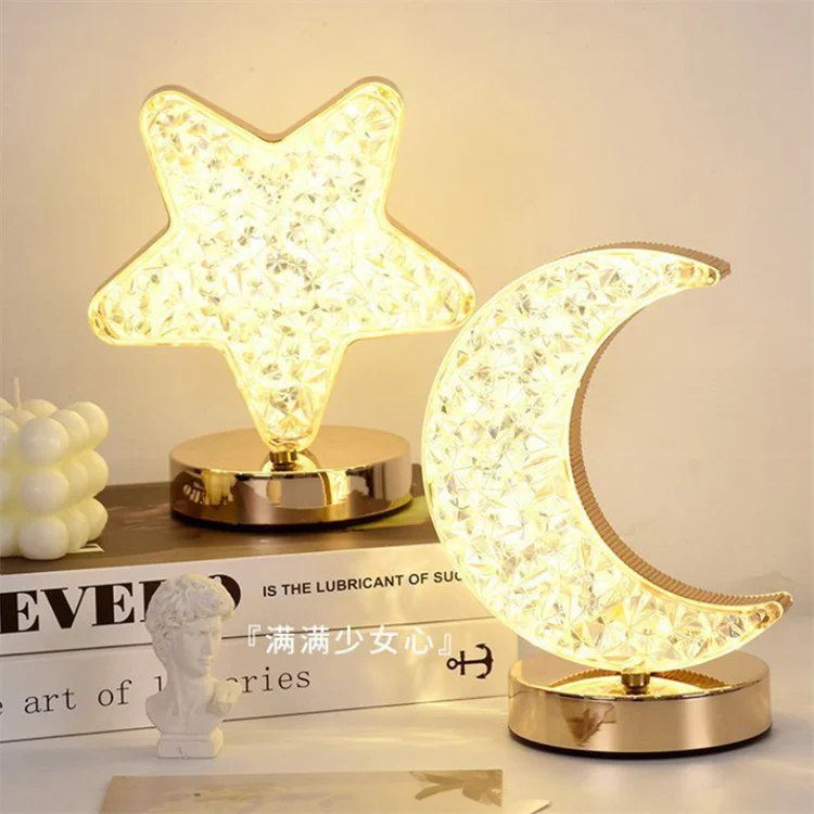 New Product USB Chargeable Touch Control 3 Colors Creative Crystal Acrylic Star Led Table Lamp for Decorate Space