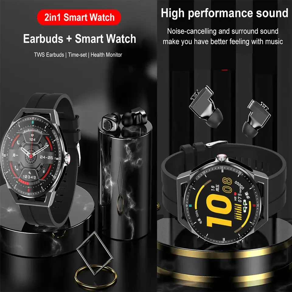 New Design Smart Watch T20 2 in 1 with Earphones  Unique Designed 2 in 1 Watch Smart Watch Earbuds 2 in 1 with Smart Band Brace