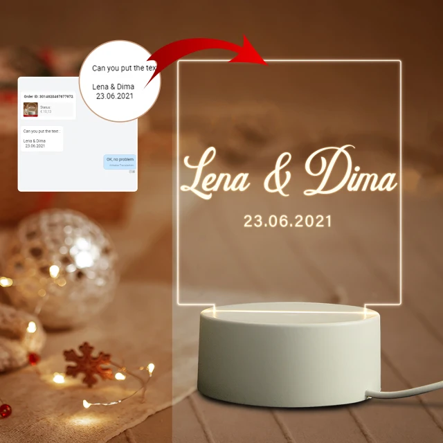 Custom Gifts 3D Night Light Text Image Night Light