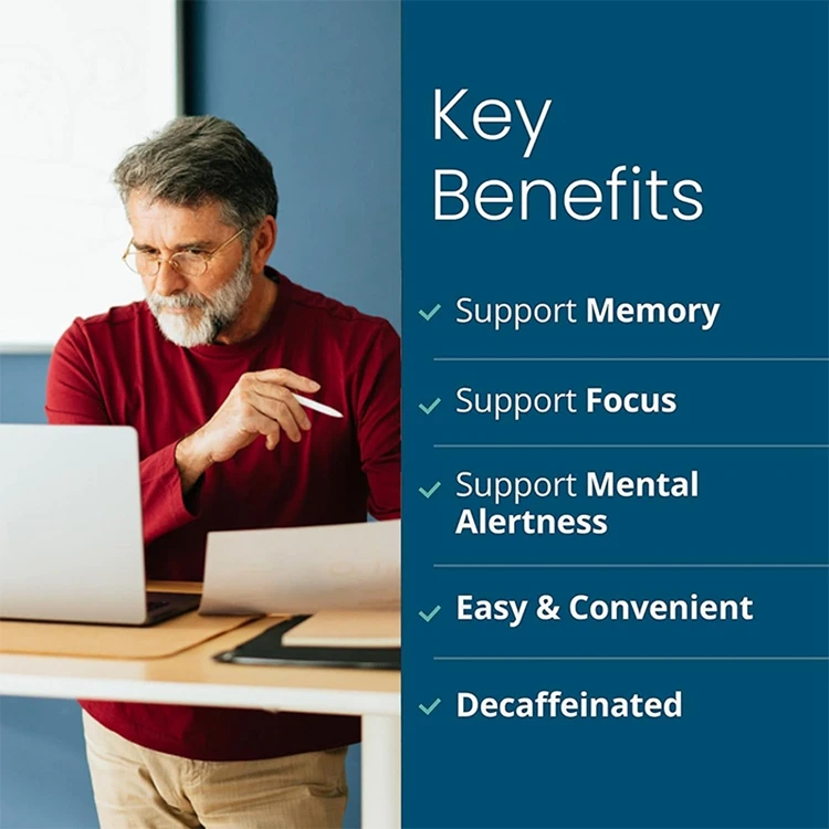 60 Count Memory & Focus Brain Supplement Capsules Clinically Studied Nootropics Resveratrol Plus