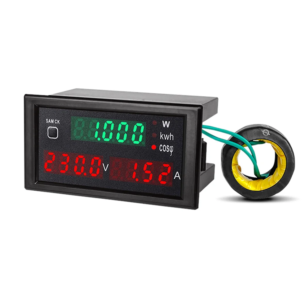 AC 220V 100A LCD Digital Amp Volt Current Tester  Watt Kwh Power Factor Meter 