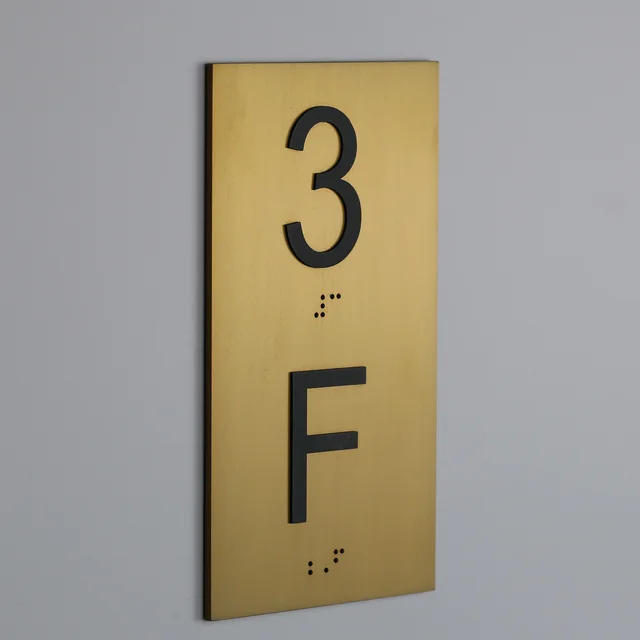 Modern Gold Braille Floor Signage Acrylic Brass Steel Aluminium Wood Door Plates for Office and Shops Use