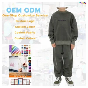 Wholesale Custom Logo Street Wear Sweat Suit Kids 2 Pieces Sweatshirts and Pants Jogger Boys Clothing Sets