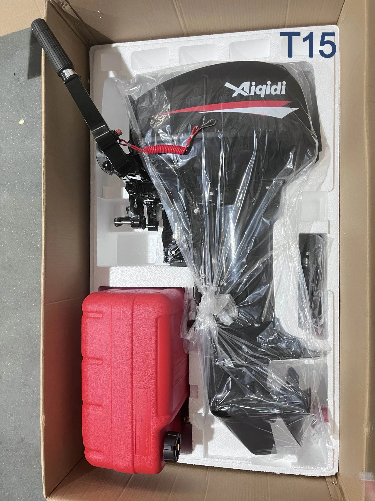 Motor Fueraborda AIQIDI Salida De Fabrica 15HP Cilindros Gemelos 2 Tiempos Inclinacion Manual 5500r/min