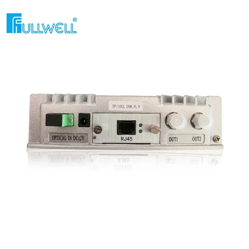 Fullwell Mini FTTB  Building AGC CATV Optical Receiver for Hotel Small Country 2 Outputs 102dBuV Support 1310/1550nm TV signal