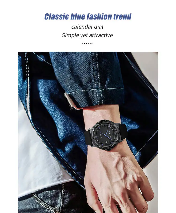 Crrju Watch 5030 Elegant Custom Logo Man Quartz Watch Stylish Silicone Band  Waterproof Date Display Character Casual Watch Set