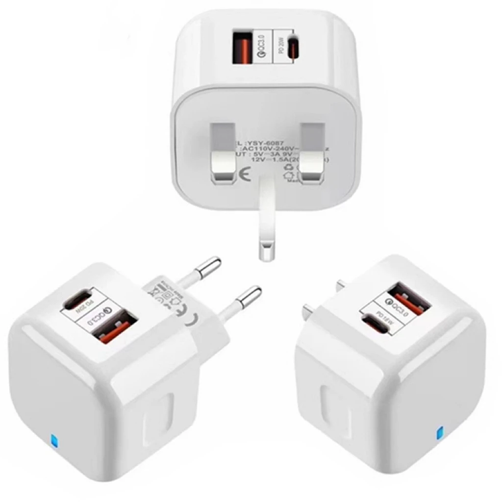 EU Plug PD Charger 20 Watt Fast Charging A+C Power Supply Adapter Type C  Charger for Android for 12 13 14 15