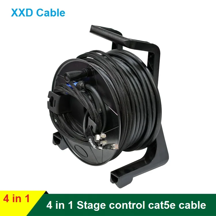 Customized Portable 4 Way Ftp Rj45 Cat5e Cable With Coil Rack Stage Video Audio Perform