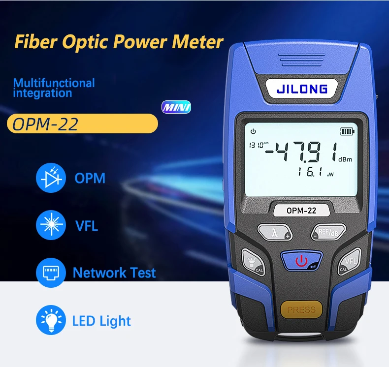 OPM-22 OPM Build-in LED With 7 Wavelengths Power Meter, Fiber Optic Power Meter -70~+6dbm with 10mw VFL