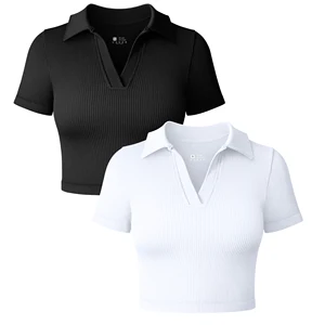 Wholesale Women's Sports Top V-Neck Sexy Comfortable Tight Fitting Short Sleeved Lightweight Breathable Plus Size Options