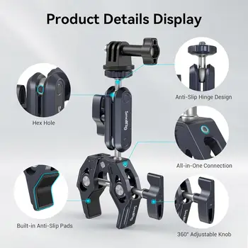 Smallrig Aluminum Camera Clamp Mount Adapter with 1/4"-20 & 3/8"-16 Threads Portable Flexible for Monitor Mount detail image