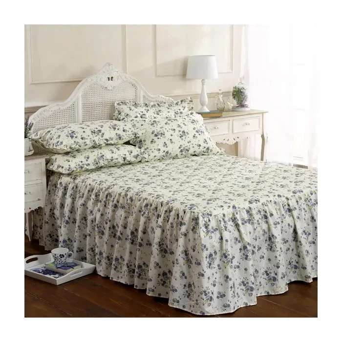 New Print Floral Frilled Home Bedding Bed Coverlet Bedspreads Set