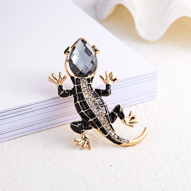Damen-Brosche Vintage Stil – Gothic Gecko/Eidechse Design, Blau, Aus Kunststoff