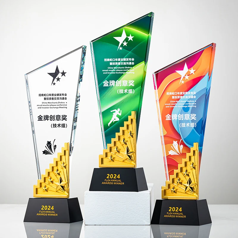 Small Bridge New Product Explosion Handmade Metal Crystal Promotional Gift High Grade Customized Crystal Metal Trophy