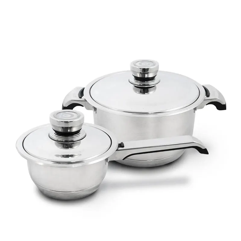 Factory Price Heavy Duty Stainless Steel Cookware Set with Wide Edge Glass Thermometer Lid Premium Metal Construction