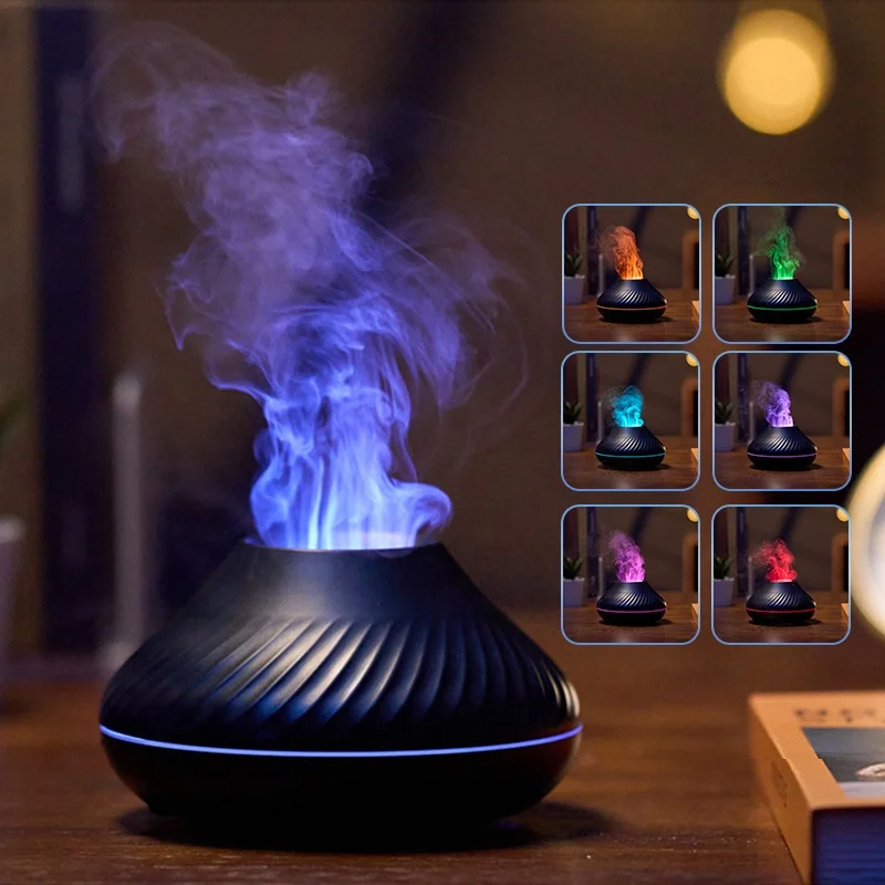 BSCI Factory Humidifier Diffuser Aroma USB LED Flame Effect Ultrasonic Room Aroma Diffuser