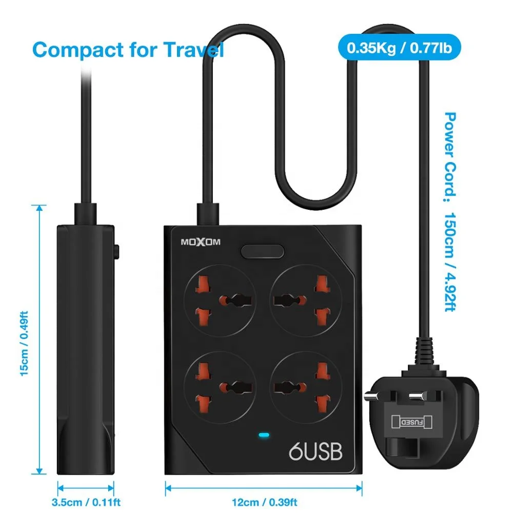 
Лидер продаж универсальный удлинитель MOXOM EU UK умный удлинитель с 6 USB 4 розетками 