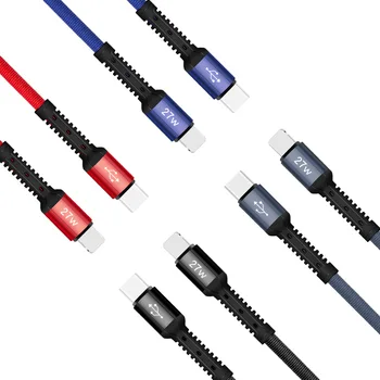 Fast Charging Data cable pd 27w C To L phone charge cable 1m braid nylon mobile data cord