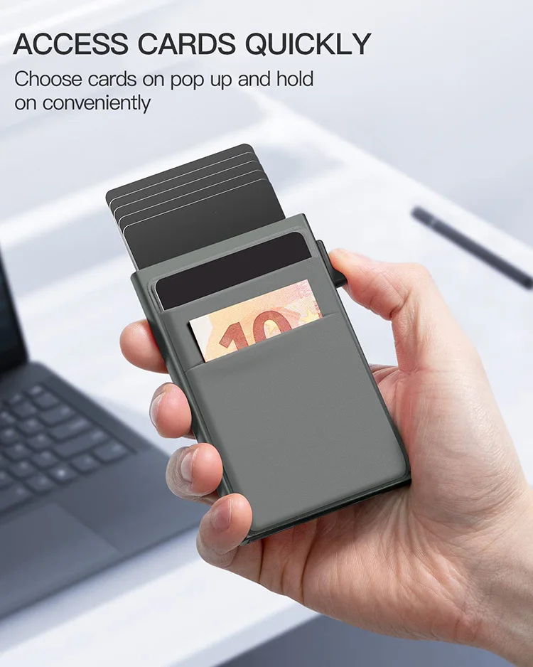 Customized Logo Pop Up Credit Card Holder,Aluminum Slim Card Case ,Pocket Travel Business Wallet With Rfid Blocking