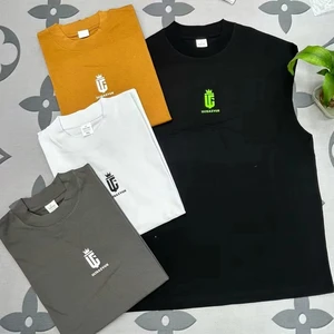 OEM Manufacture Bulk Custom Tank Top  Vest Sleeveless Oversized for Man Unisex Black Heavyweight