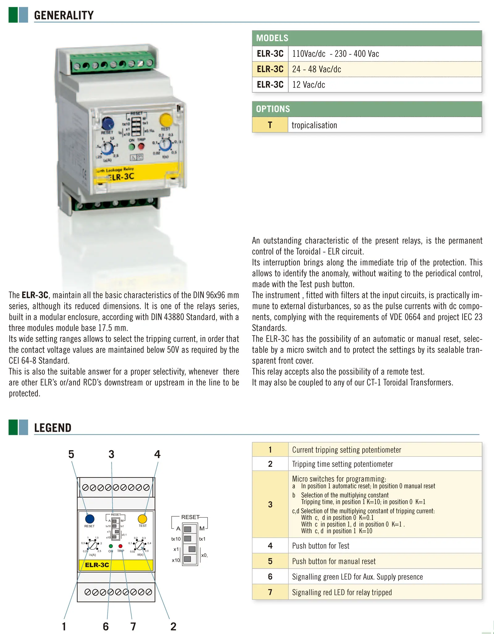 ELR-3C RDC-02 Earth Leakage Relay with toroidal current transformer