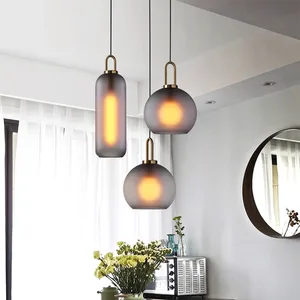 Post-Modern Iron Glass Chandelier 4000K Light Luxury Long-Shaped Ball Lamp for Restaurant Study Bedroom Bedside Bar Coffee Shop