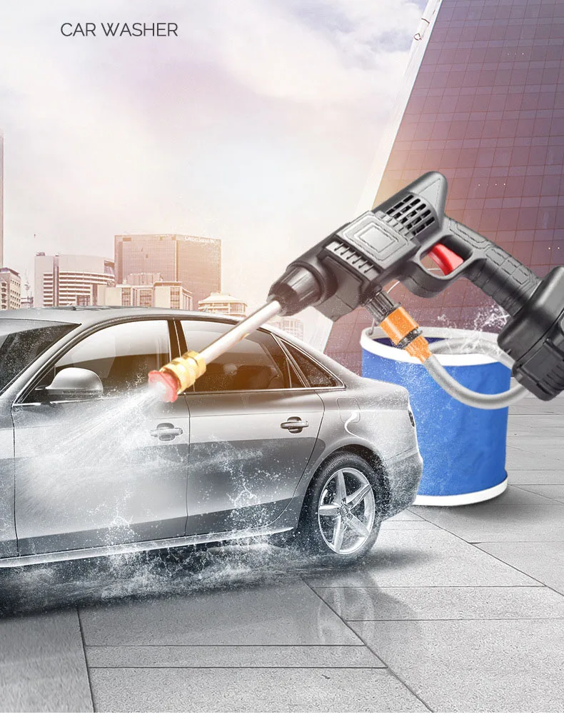 Portable 48VH 12000mah Lithium Battery Washing Machine for Car High Pressure Gun Wireless Electric Car Washing Gun