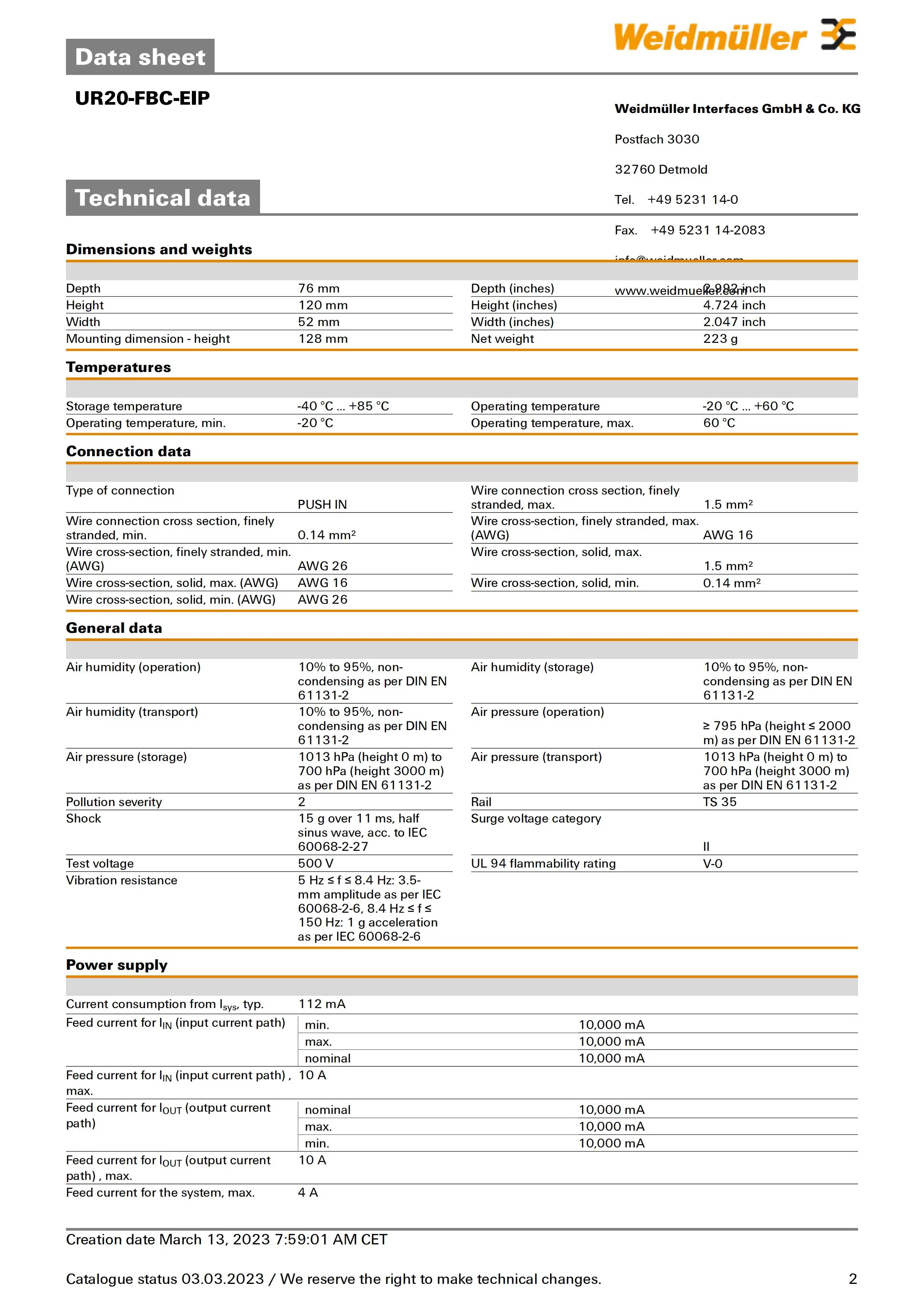 Weidmuller UR20-FBC-EIP 1334920000 Remote I/O Fieldbus Coupl-阿里巴巴