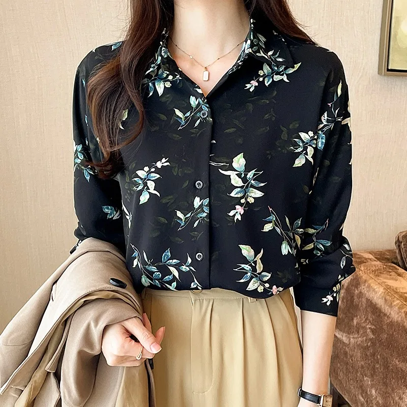 Blusas Mujer De Moda 2024 Women O-neck Floral Chiffon Blouse Shirt ...