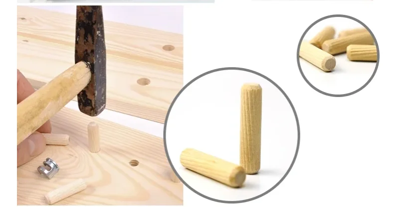 Furniture Hardware Round Wood Connector Threaded Wooden Dowel Rod