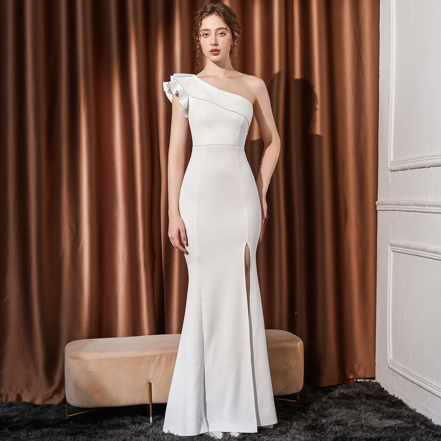 white christmas dresses Long Sleeves Floor Length Chiffon Lace Mother of The Bride Dress, Jade main image 0