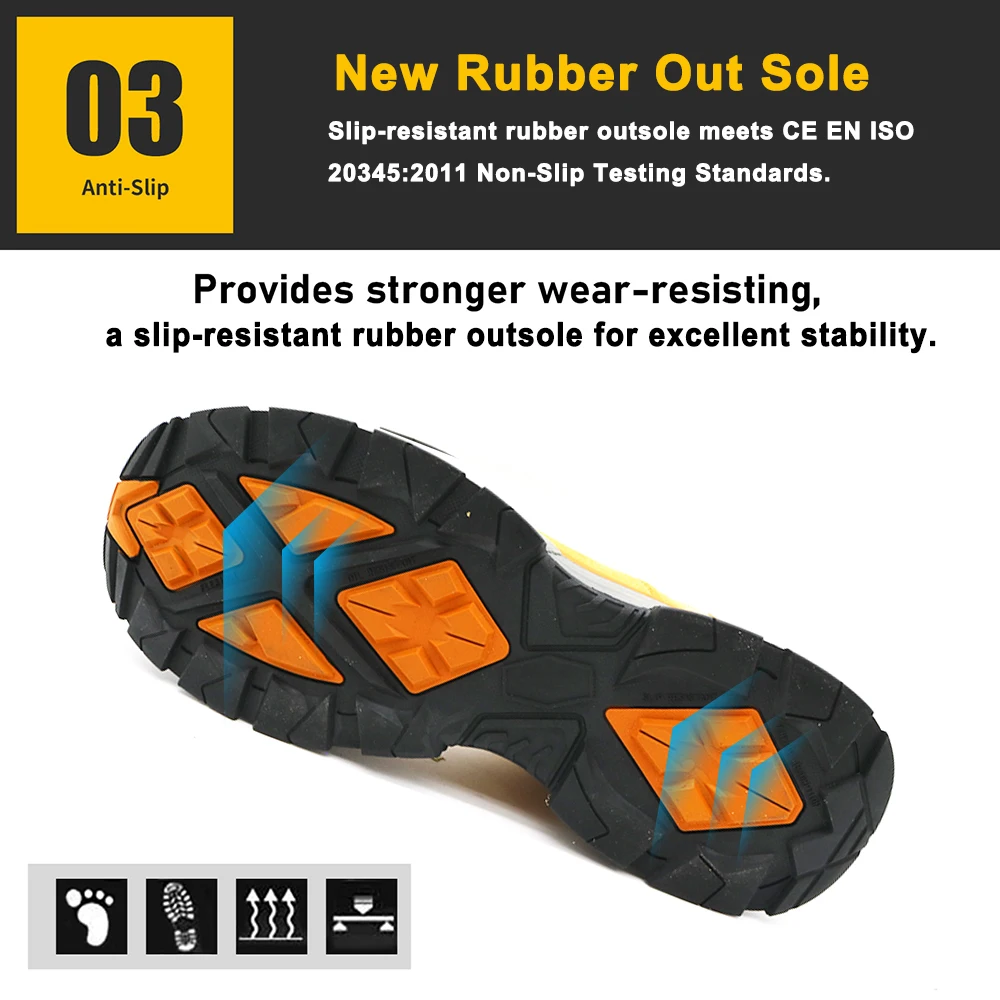 Oil Acid Resistant Anti Slip Rubber Outsole Safety Shoes Fiberglass Toe ...