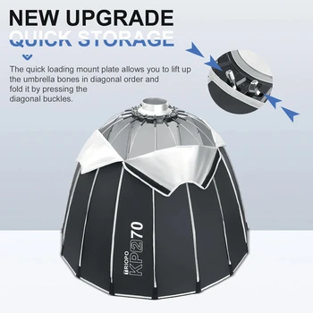 TRIOPO 70/90/120cm Parabolic Softbox Bowens Mount Soft Boxes with Honeycomb Grid for Godox SL60w Bowens Mount Lights detail image