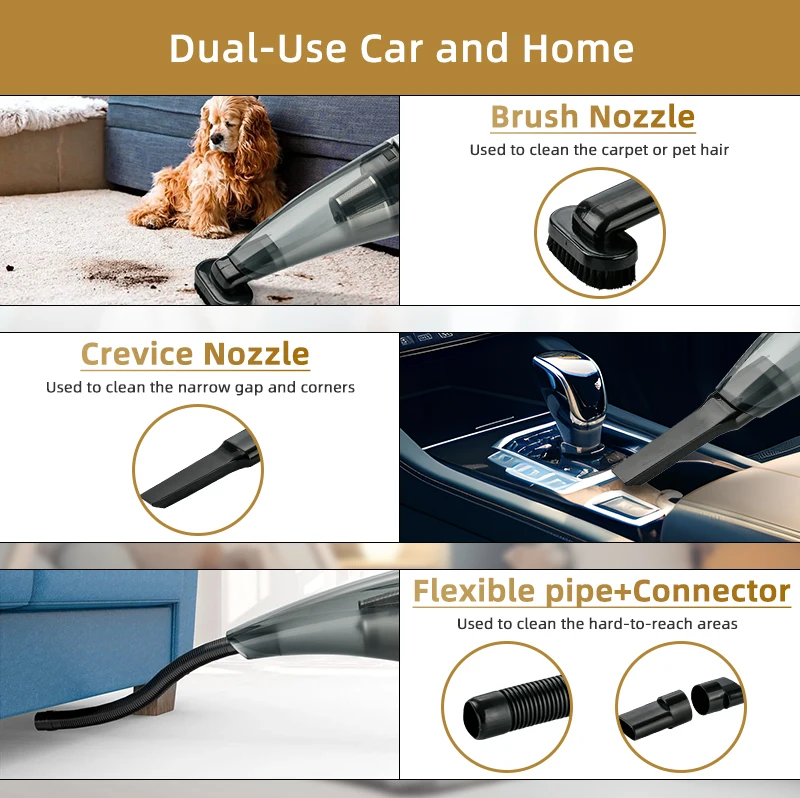 Mini Handheld Car Vaccum Cleaners Cordless Strong Power Suction Wireless and Wired Dual Use Vehicle Cleaner Cleaner Car Vacuum