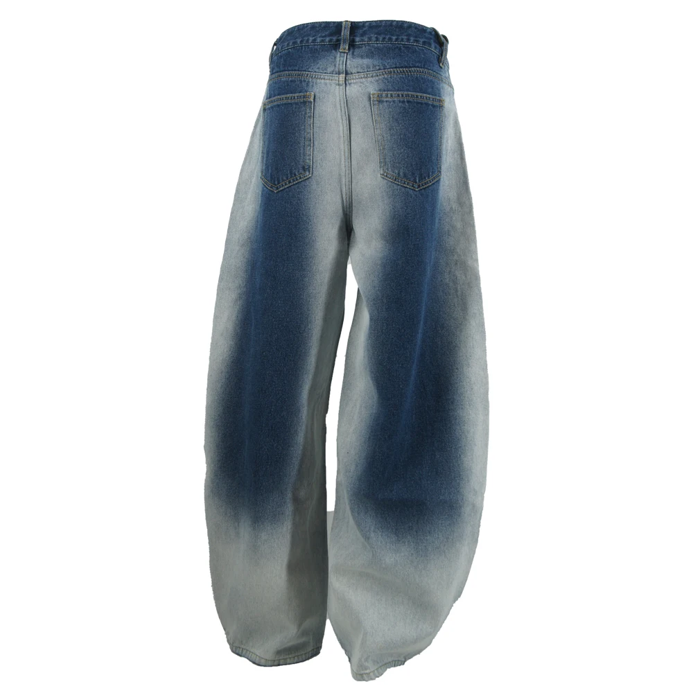 Men's Baggy Wide Leg Jeans High Quality Gradient Denim Pants Fashionable Streetwear for Male