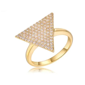 Keiyue Fashion Gold Plated CZ Gemstone Pave Triangle Engagement Ring for Women