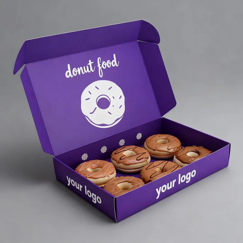 Wholesale Food Grade Recyclable Personalized Glossy Matte Laminated Paper Box Donut Sushi Cookie Dessert Packaging Box