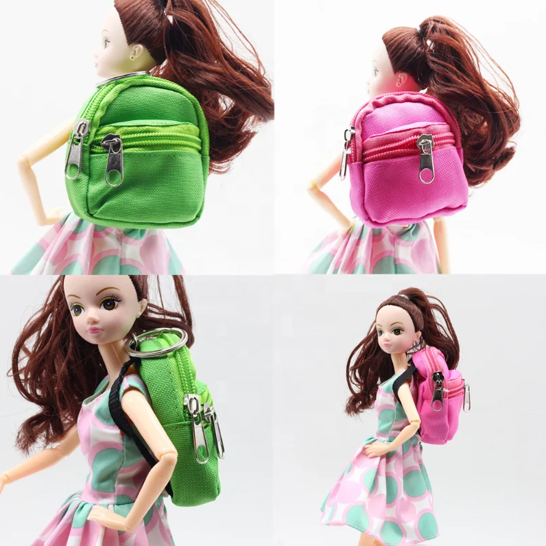 School Bags Miniature Backpack For Dolls Small Cute Zipper