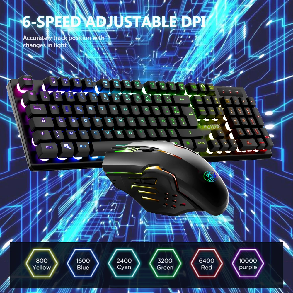 PCTENK XD82R Professionals Wireless LED Gaming Keyboard Mouse Combo Mini Rainbow Backlit aperçu 3