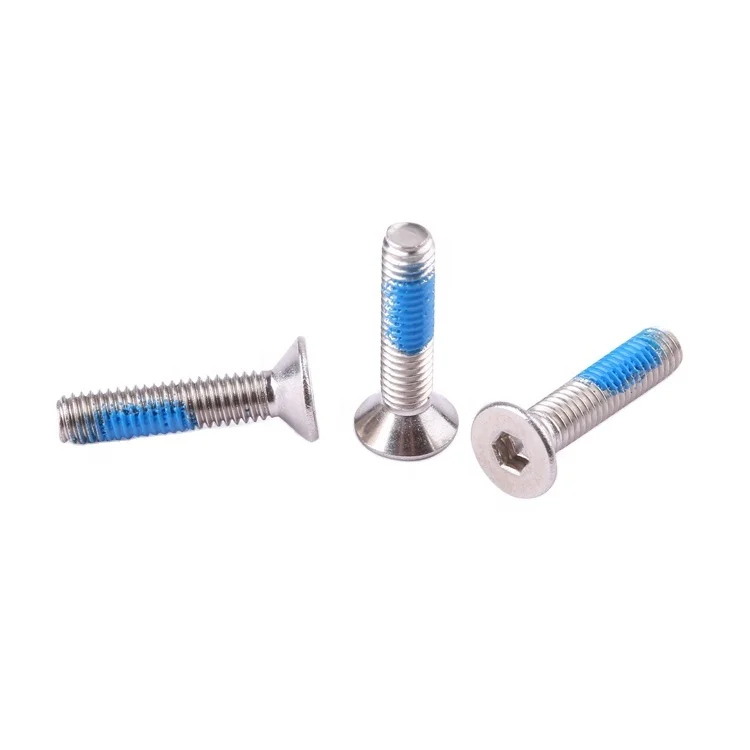 Factory price GB2673 M2-M8 stainless steel anti loosening nylon adhesive flat head torx screws