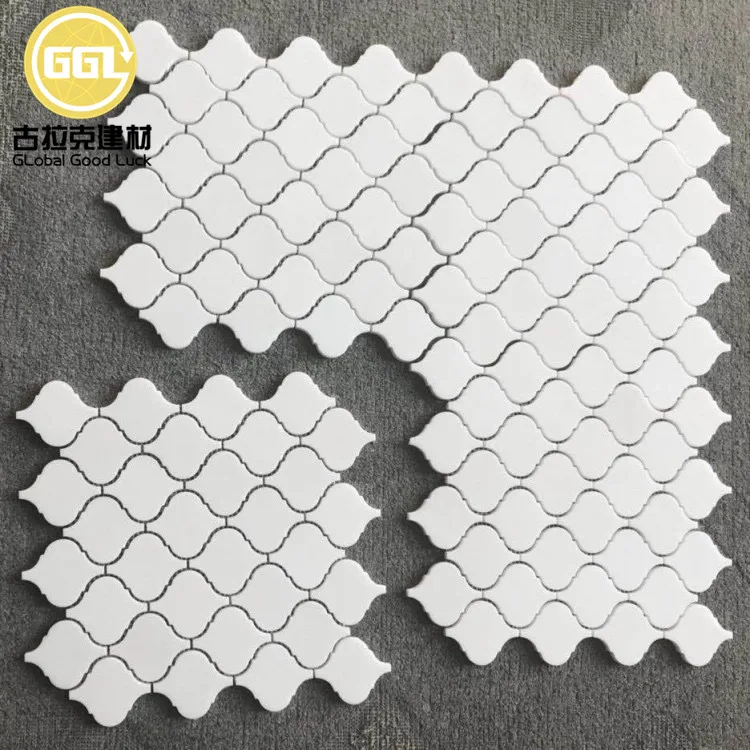 Natural Stone Lantern-shaped Marble White Bathroom Wall Mosaic Tile for Apartment Decor