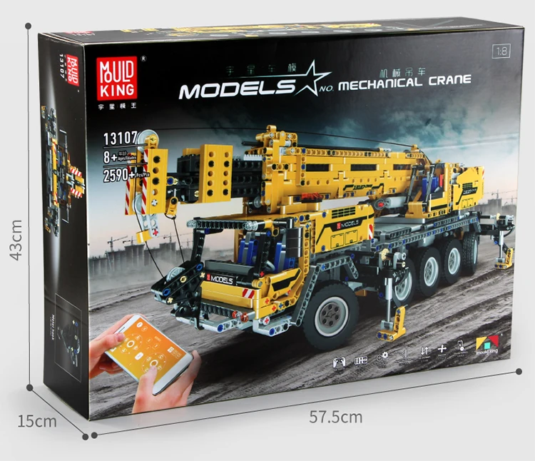 Mould King Mechanical Crane Modèle Nº 13107 échelle 1:8 2590 pièces à partir de 8 ans 