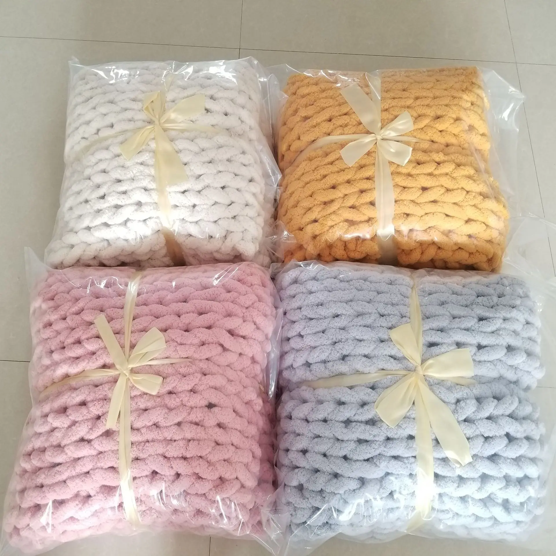 Yarn Throw Cozy Luxury Chunky Chenille Bed Blanket Handmade Chunky Knit