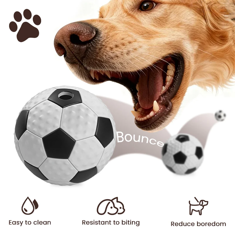 New Style Football Shape Leakage Food Pet Treat Toys Durable Silicone Slow Feeder Dog Puzzle Chew Toy