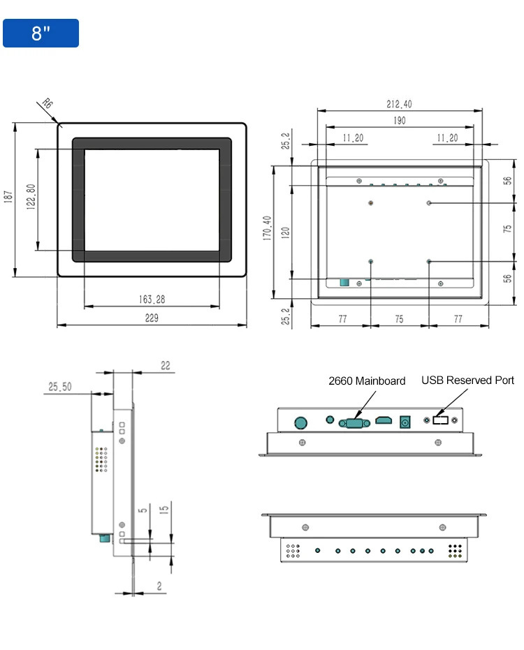 15.6 Inch 1366*768 IPS 1920*1080 VGA Capacitive Touch Metal Aluminum Frame TFT Embedded Pure Flat Industrial LED Monitor