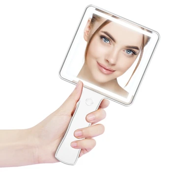 Mirror handheld logo custom Led with handle vintage heart customized makeup for stylish mini  hand mirror