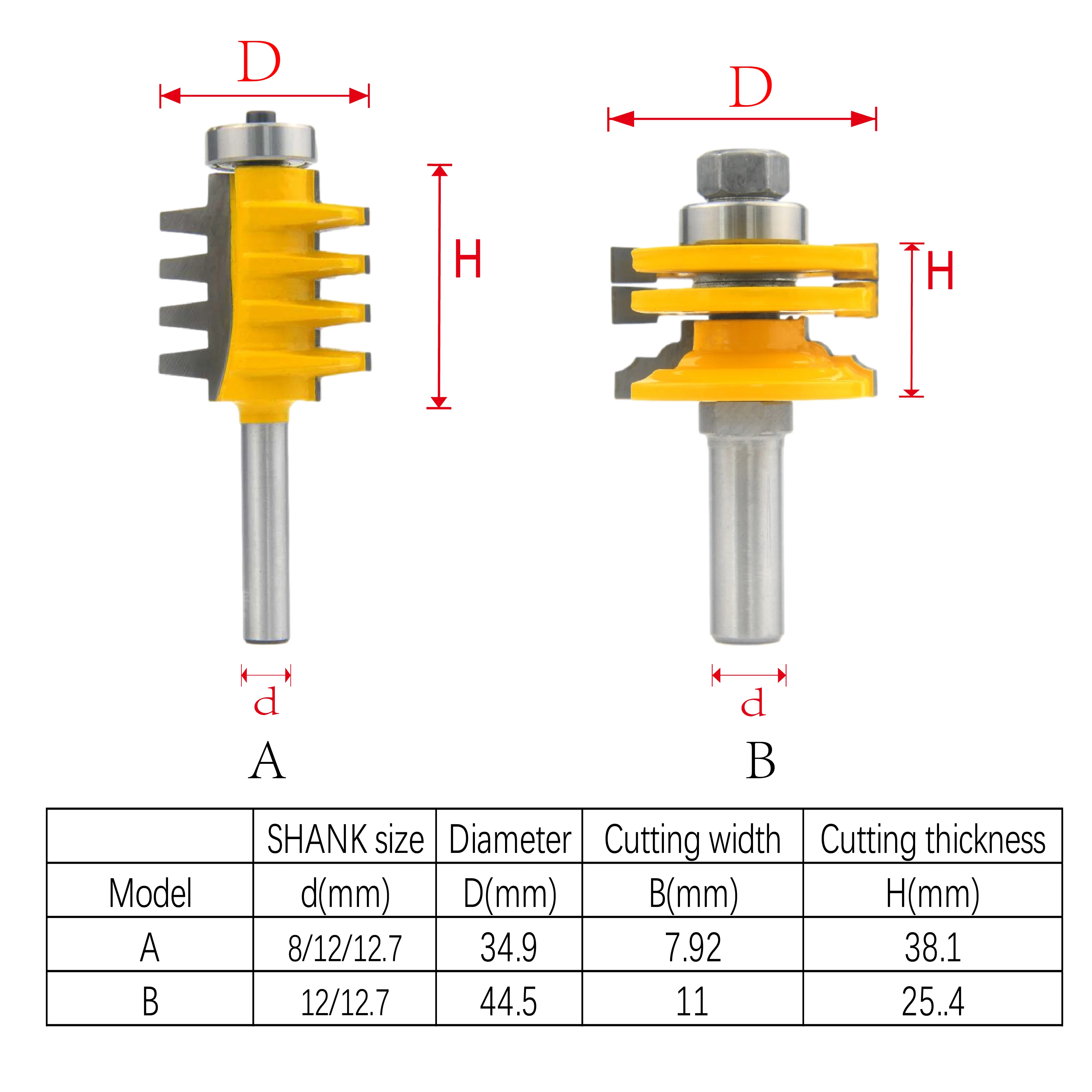 2pc Tenon Joint Router Bits Set Milling Cutter Solid Carbide End Mills