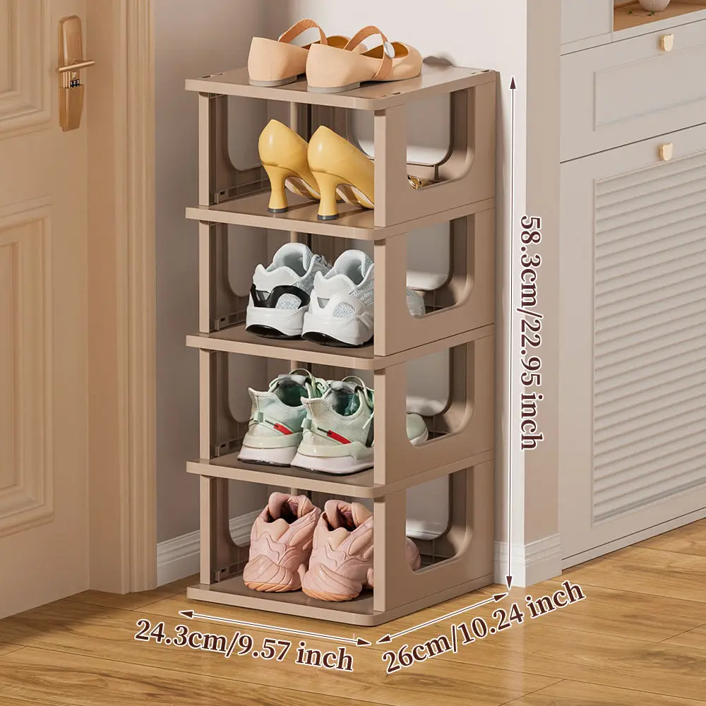 Modern Multi-Layer Foldable PP Plastic Shoe Rack Storage Cabinet Stackable and Display Style for Home Kitchen Bathroom Storage details